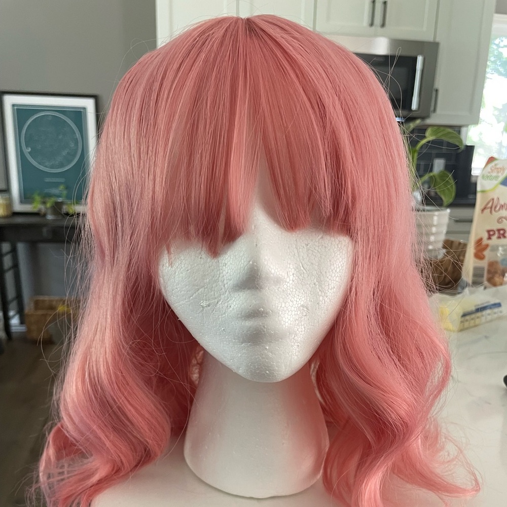 Pink wig with bangs